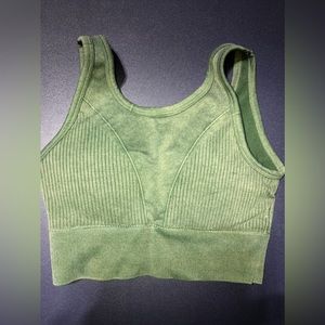 Padded green sports bra